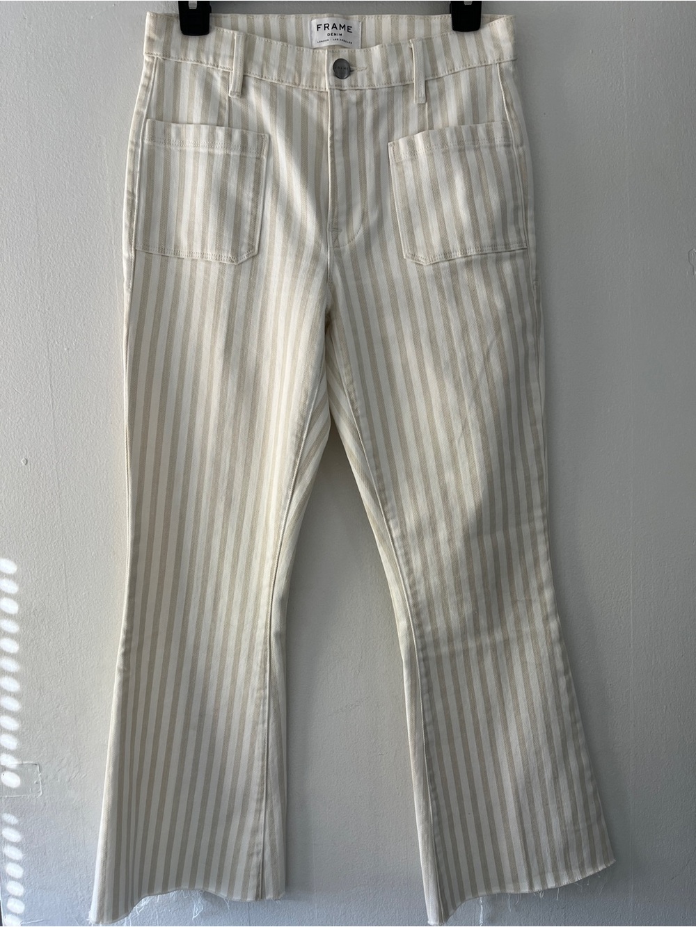 Frame Denim Cream & White Striped Casual Chinos